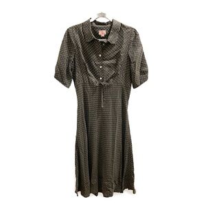 Cath Kidston Tea Dress 100% Silk Us8 Gray and Pink Polka Dot